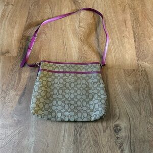 Coach Tan and Pink Shoulder Bag